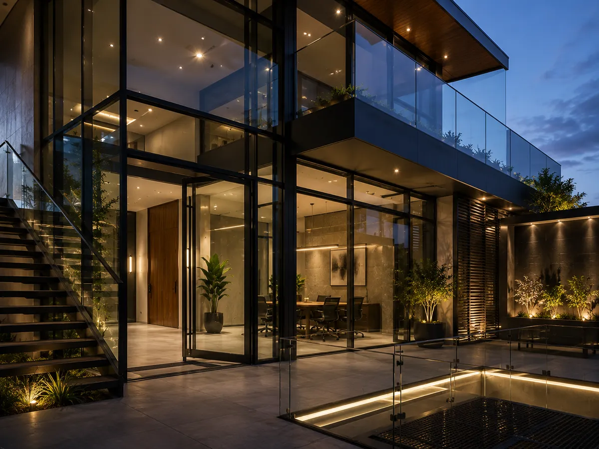 Cerramiento de vidrio y aluminio a medida en una terraza residencial contemporánea